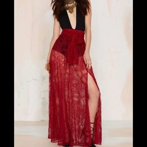 Just in lace Nasty Gal maxi lace skirt with slit